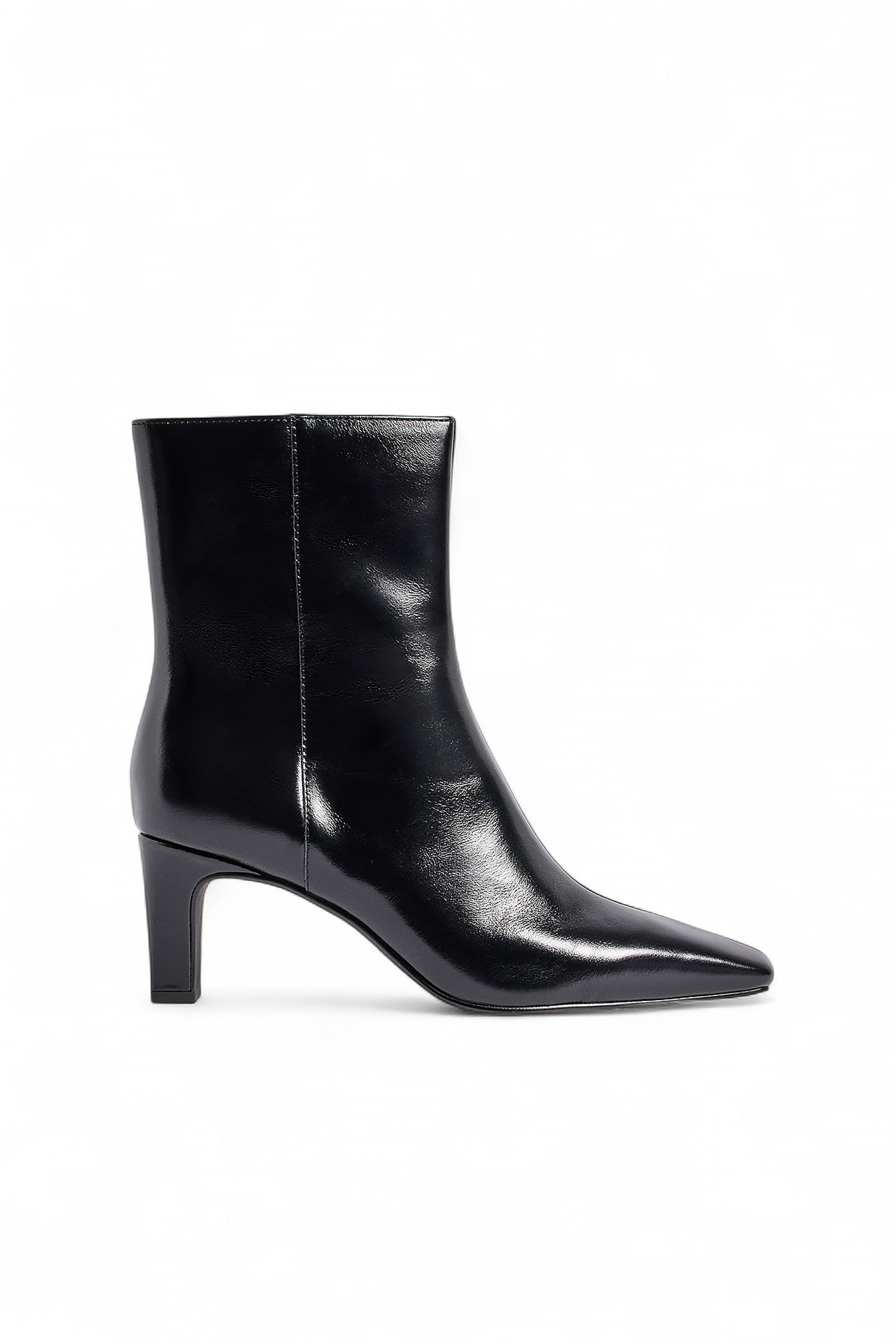 NA-KD Squared Toe Leather Ankle Boots - Lædersko - Sort - EU 41 - NA-KD / NAKD