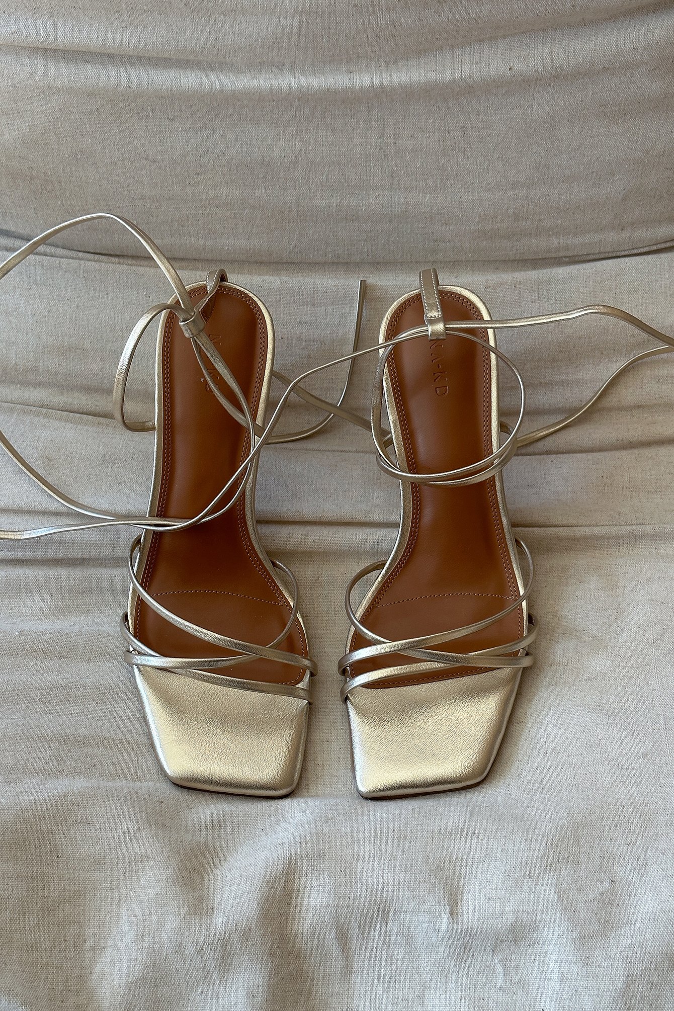 Squared Toe Strappy Heels Gold NA-KD