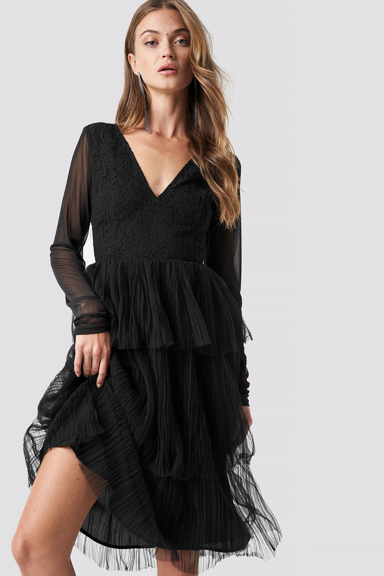 Tiered layered midi dress Clearance