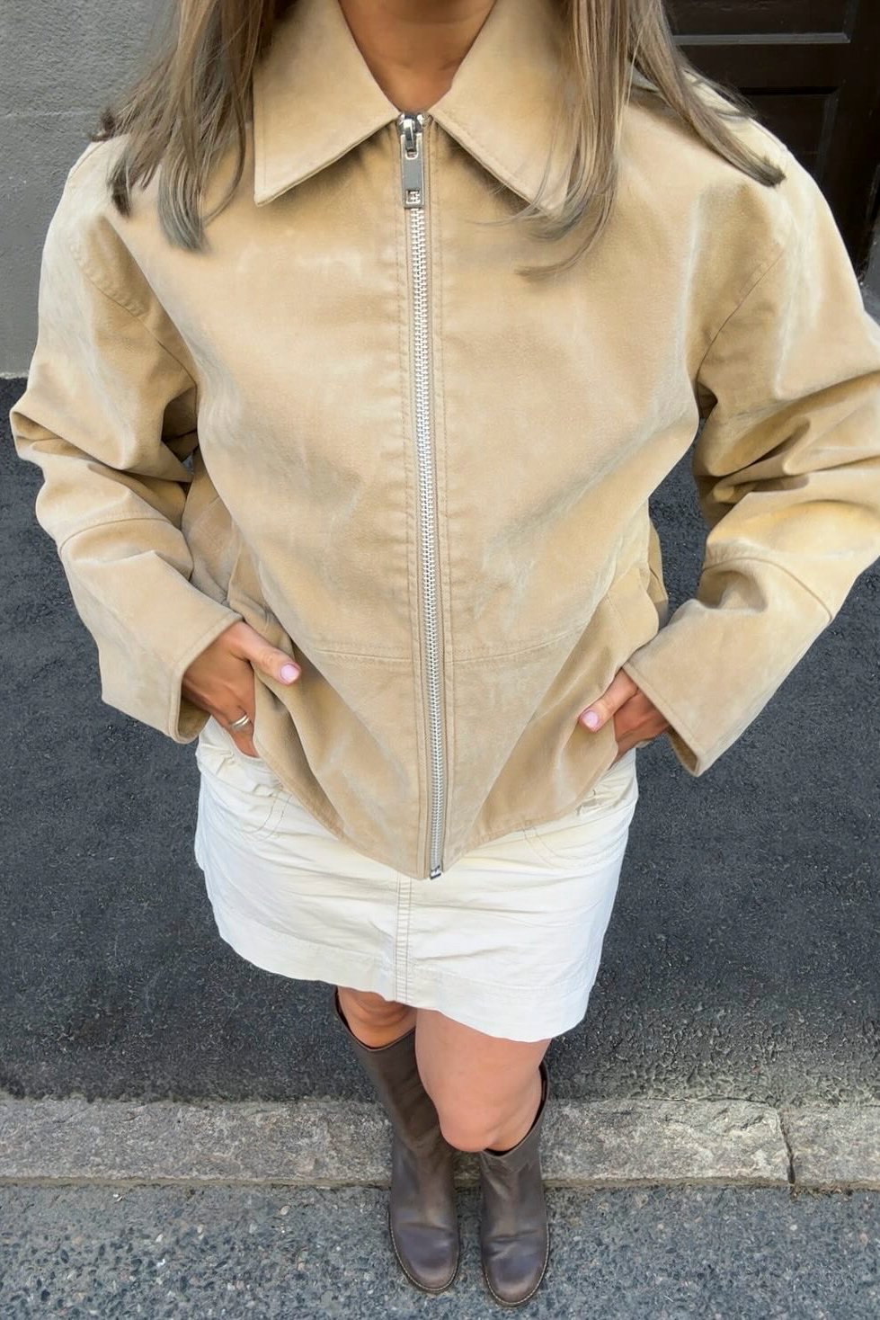 EAPHI CLASSIC WAVE JACKET ー FAUX SUEDE Wave Jacket (Slate Paper-Backed Suede) - Stoffa
