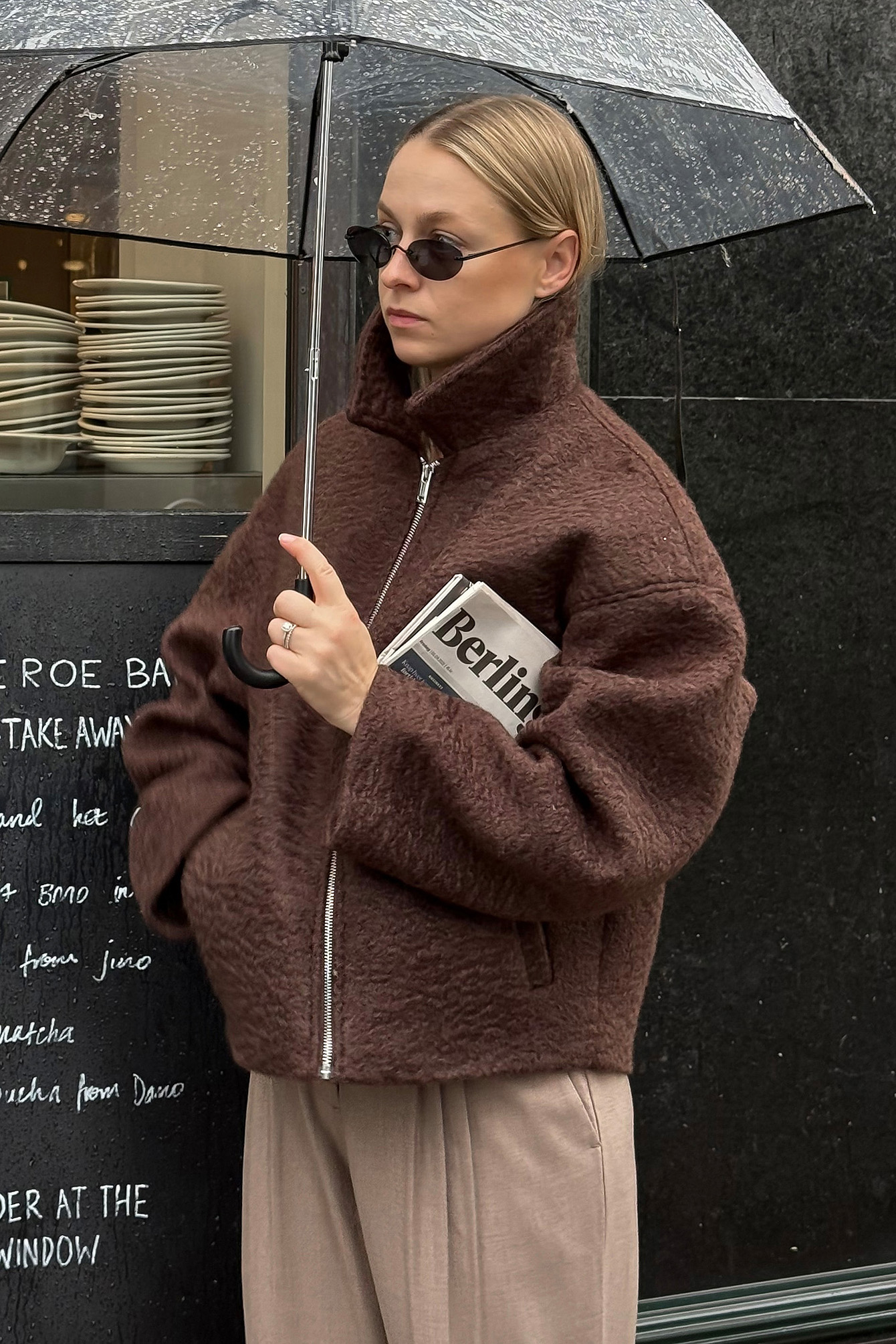 Oversized Wool Blend Short Coat Brown | NA-KD