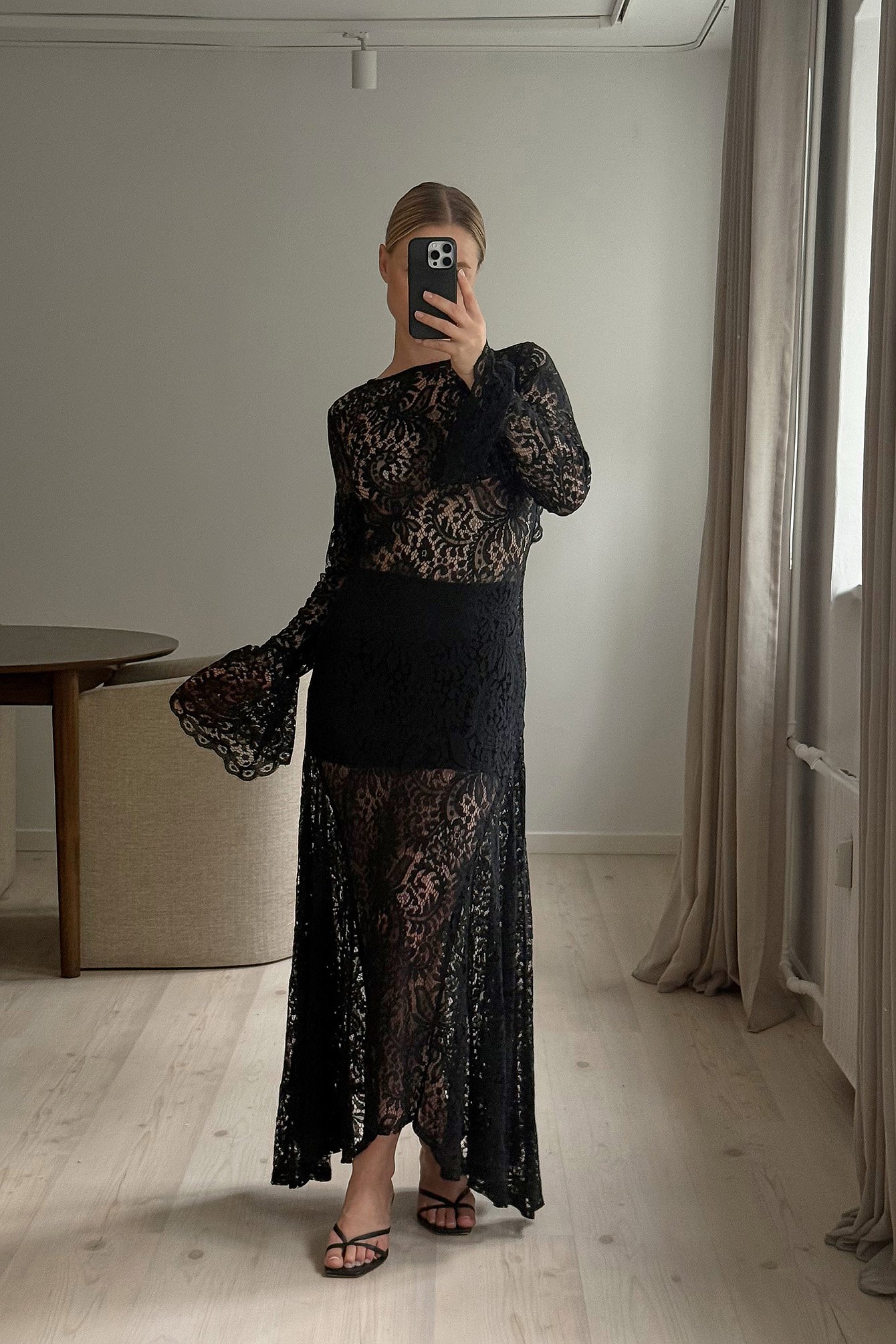 Midi Jurk Kanten Jurk Grote Maat Midi-jurk Van Kant Met Open Rug