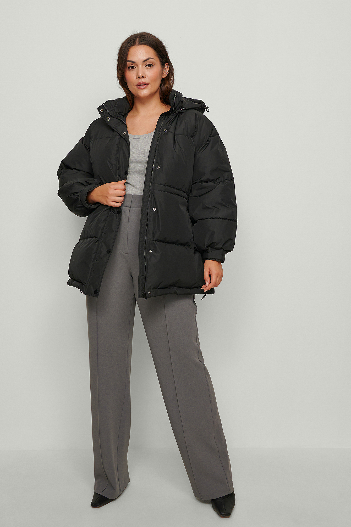 Recycled Waist Drawstring Padded Jacket 