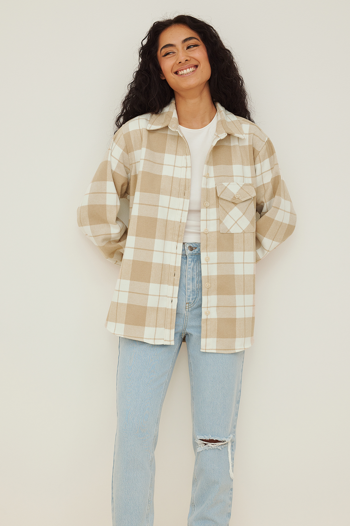 Oversized Checkered Overshirt Outfit.