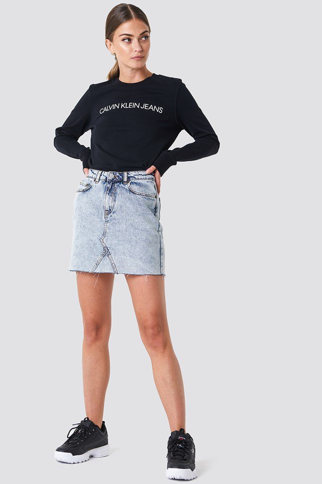 Denim Skirt and Logo Sweatshirt