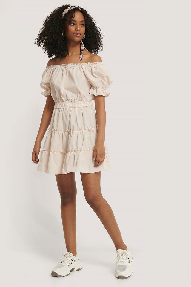 Off Shoulder Mini Dress Offwhite | na 
