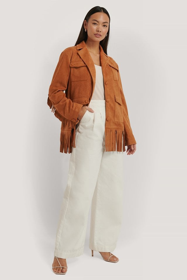 Frill Faux Suede Jacket