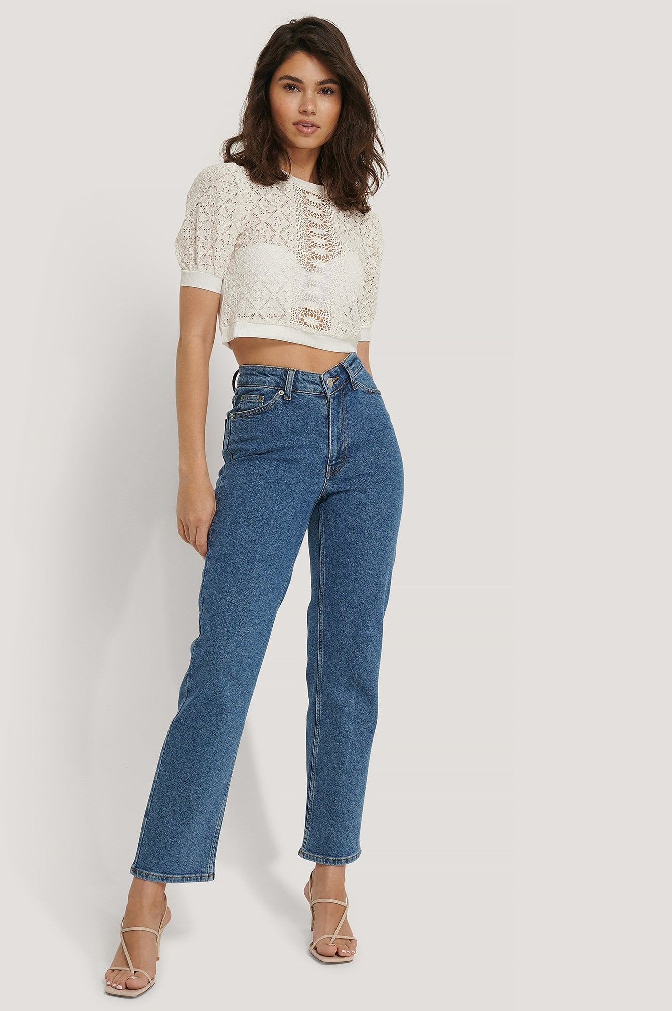 V-shaped Waist Straight Denim Blue | na-kd.com