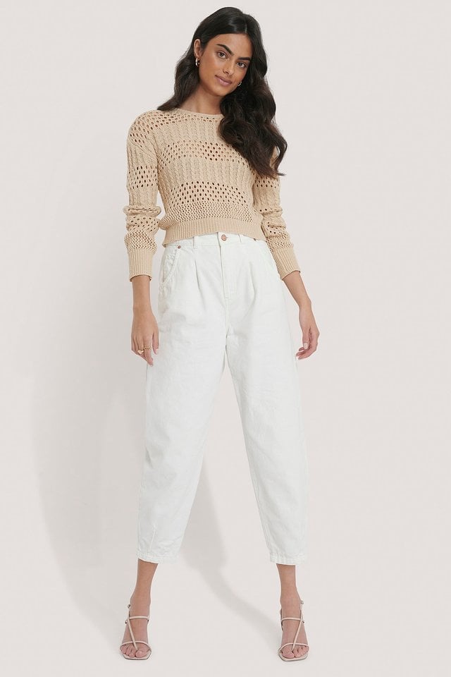 Pattern Knitted Cropped Sweater
