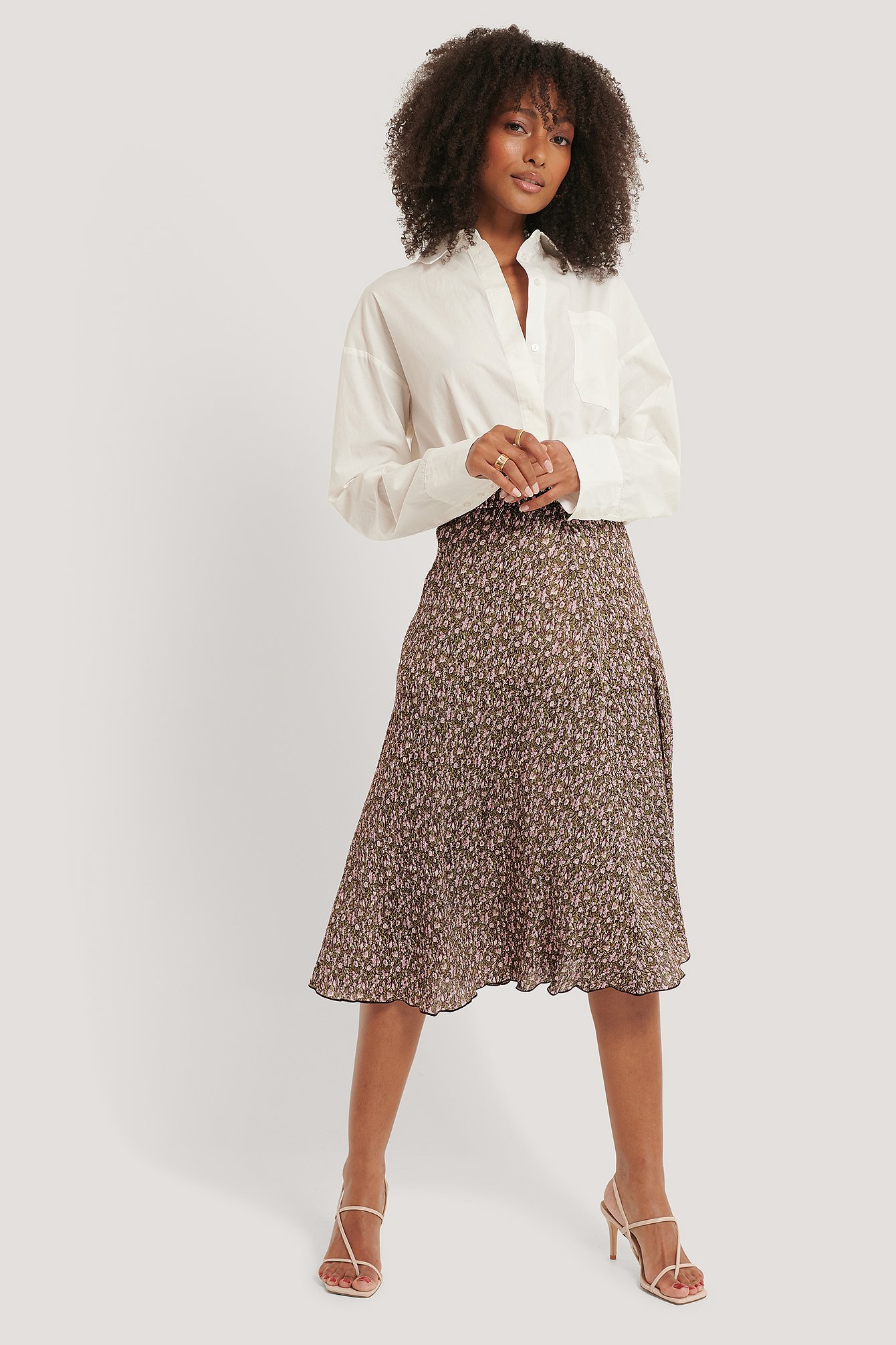 Flower Printed Skirt Outfit