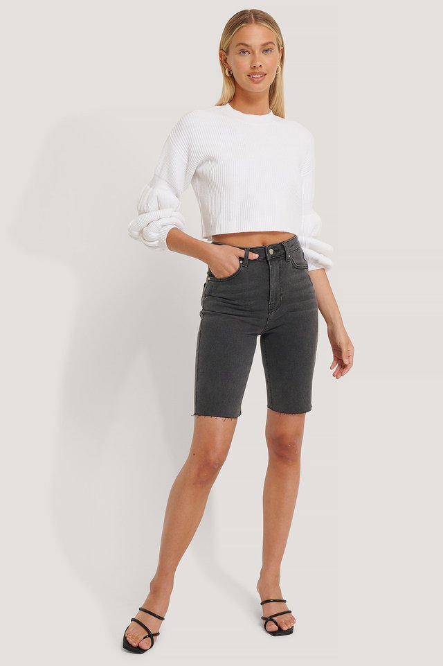 Long Denim Shorts Grey | na-kd.com