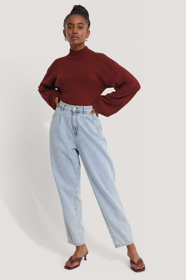 Balloon Sleeve Cropped Sweater