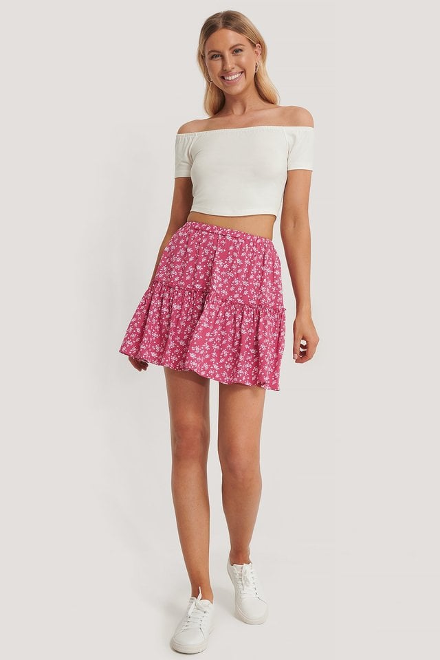 Cloud Cream Frill Mini Skirt