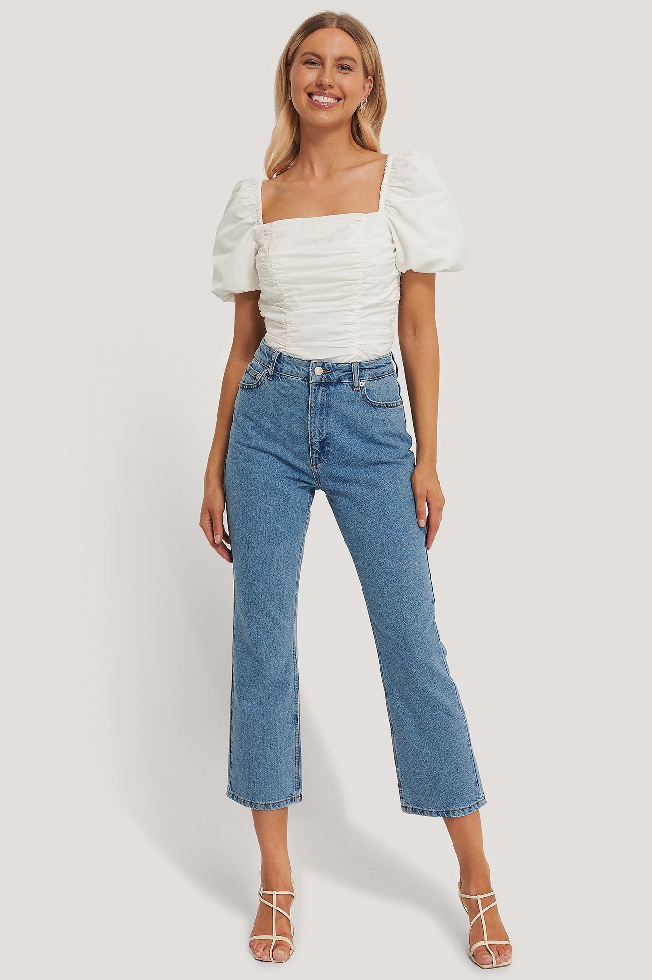 Puff Sleeve Gathered Top White | na-kd.com