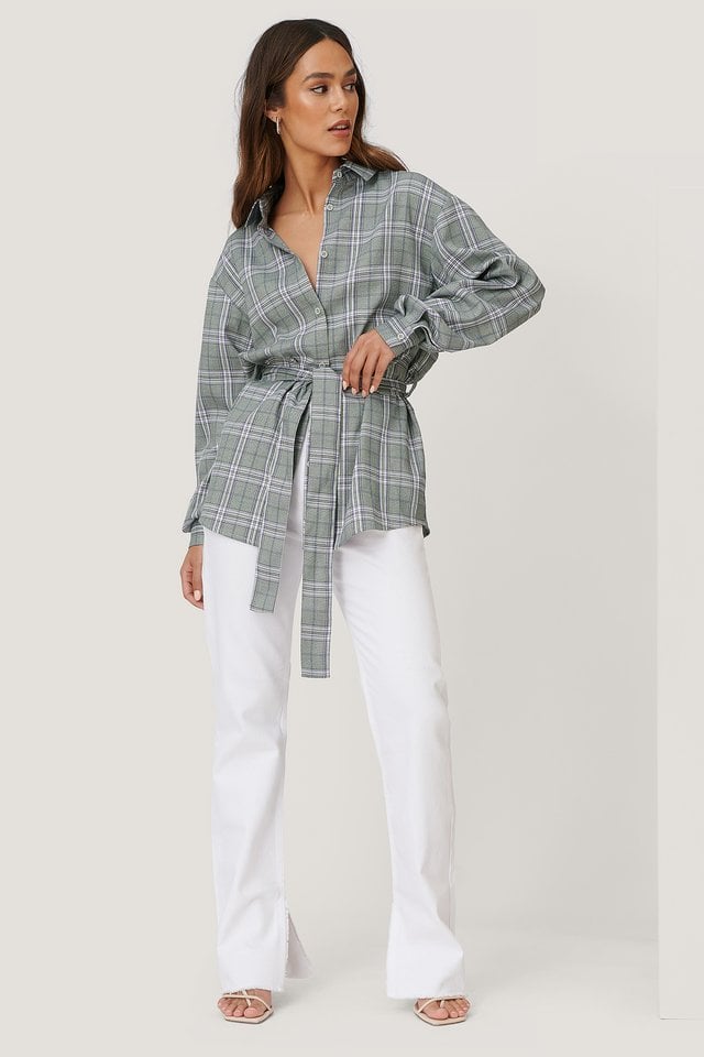 Checked Belted Shirt