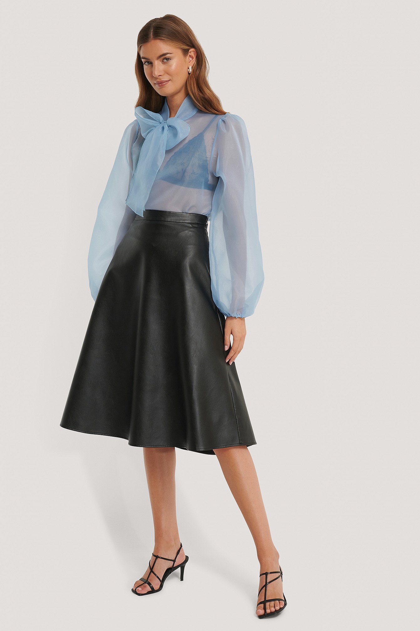 Organza Tie Neck Blouse Outfit