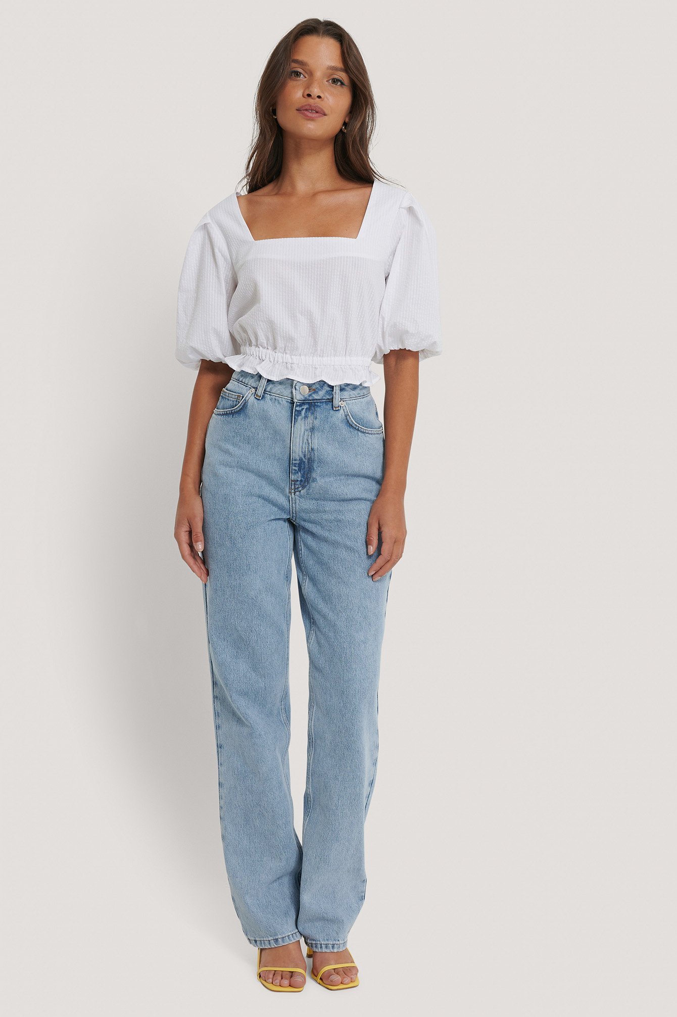 Cropped Seersucker Top Outfit