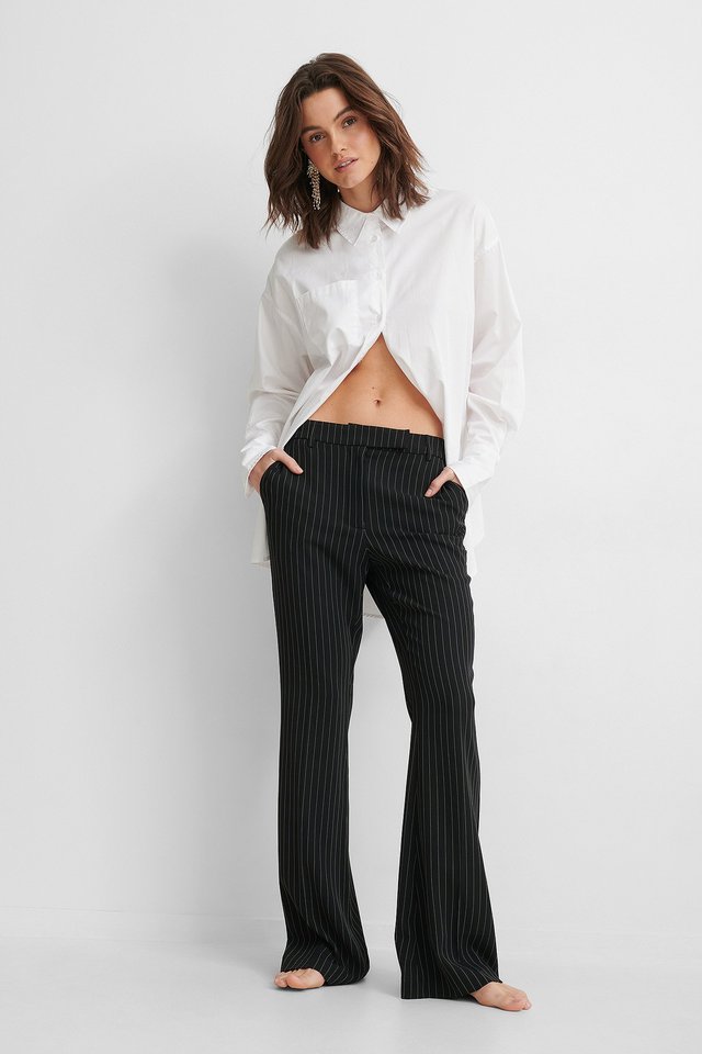 Flared Pinstriped Pants