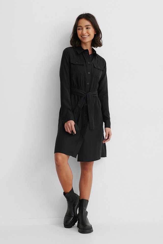 Long Sleeve Utility Dress Outfit.
