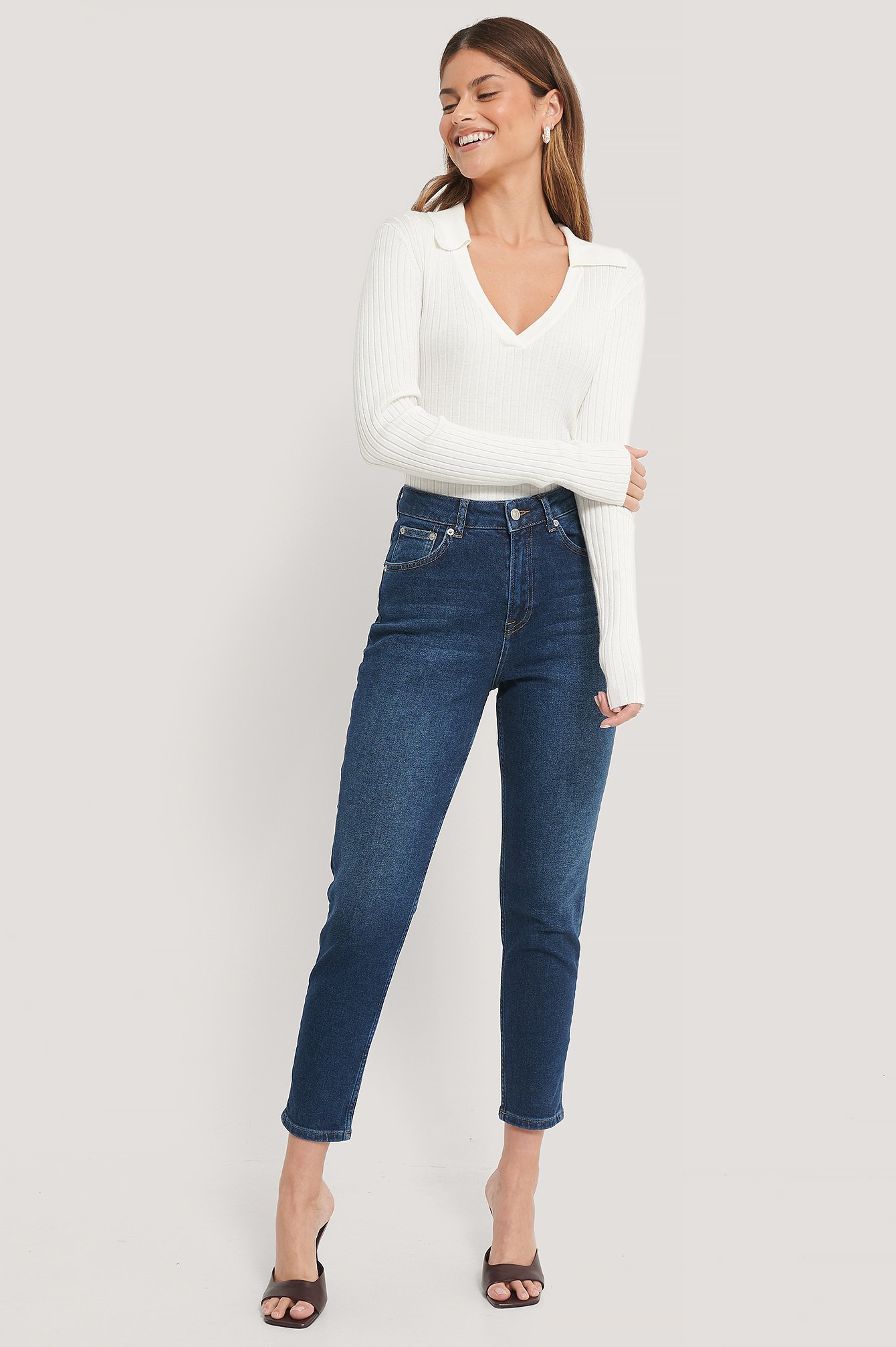 Organic Mom Jeans Blue | na-kd.com