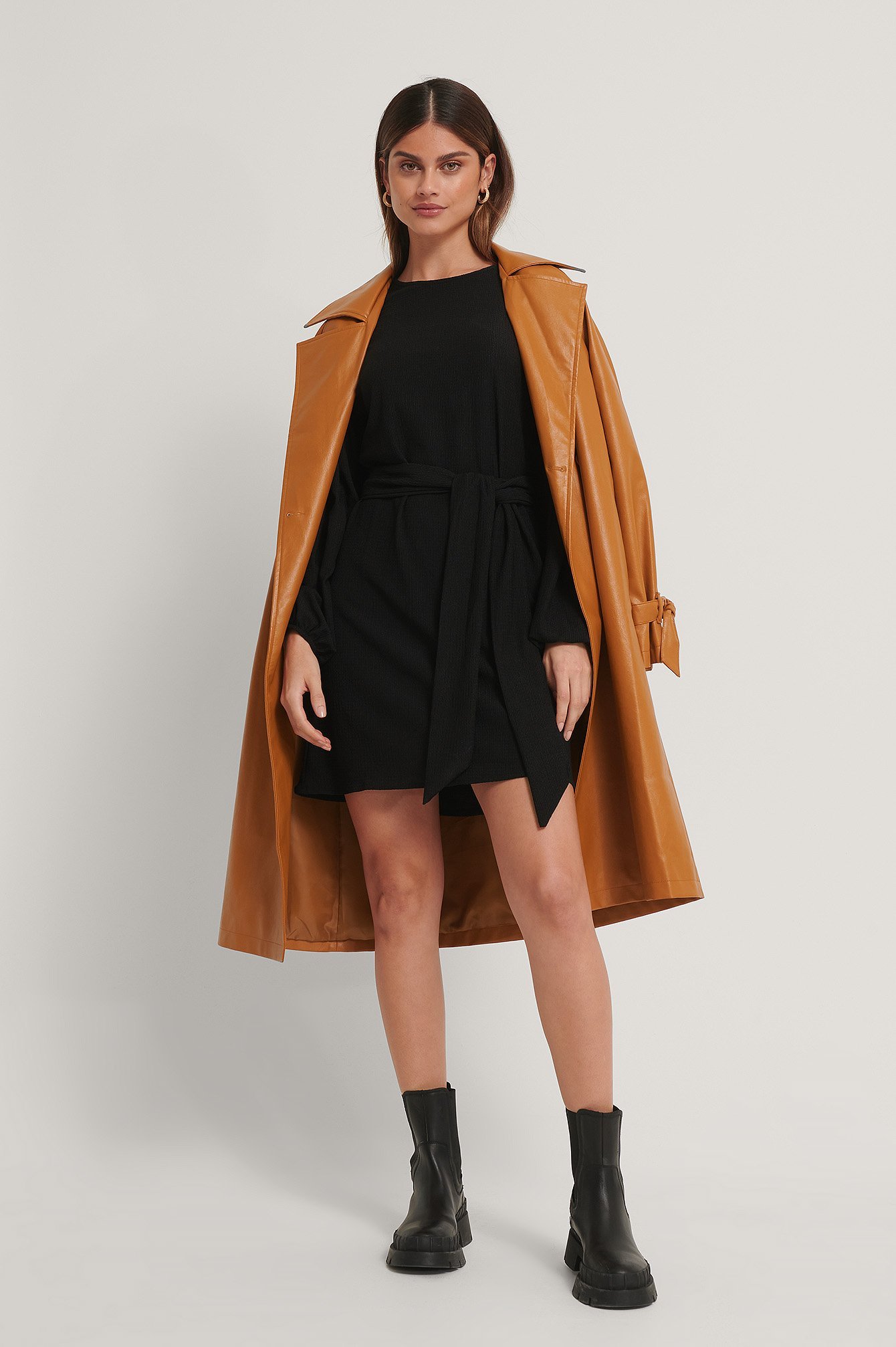 Wool crepe LBD metal studded dress