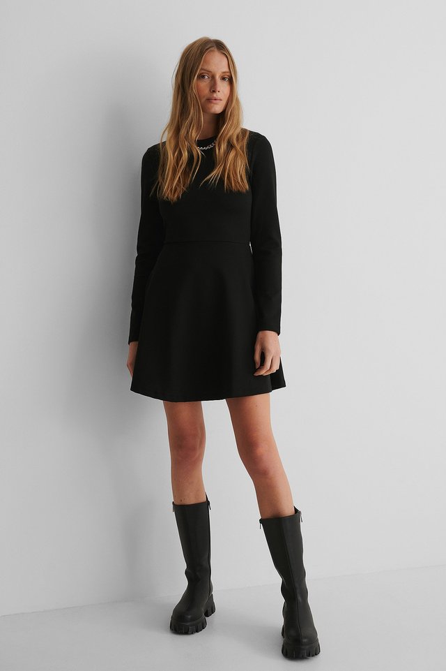 Long Sleeve Skater Dress Outfit.
