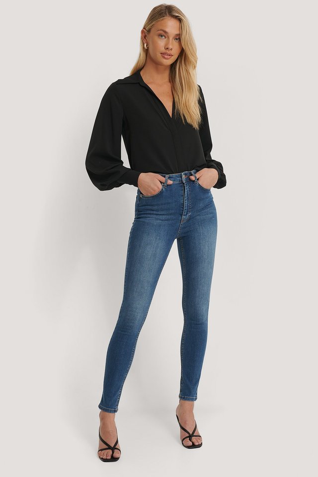 Skinny High Waist Jeans Outfit.