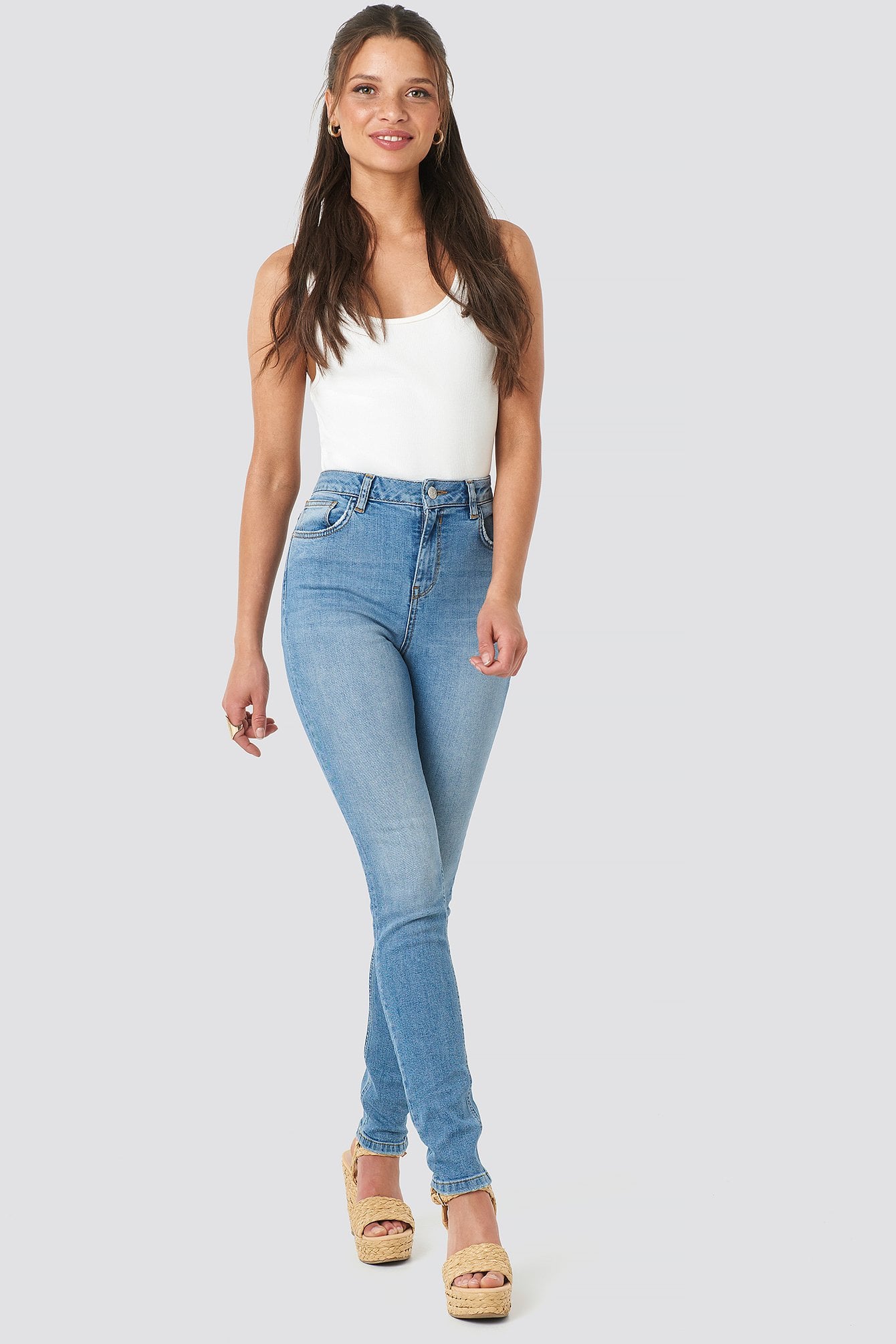 High Waist Skinny Jeans Blue | na-kd.com