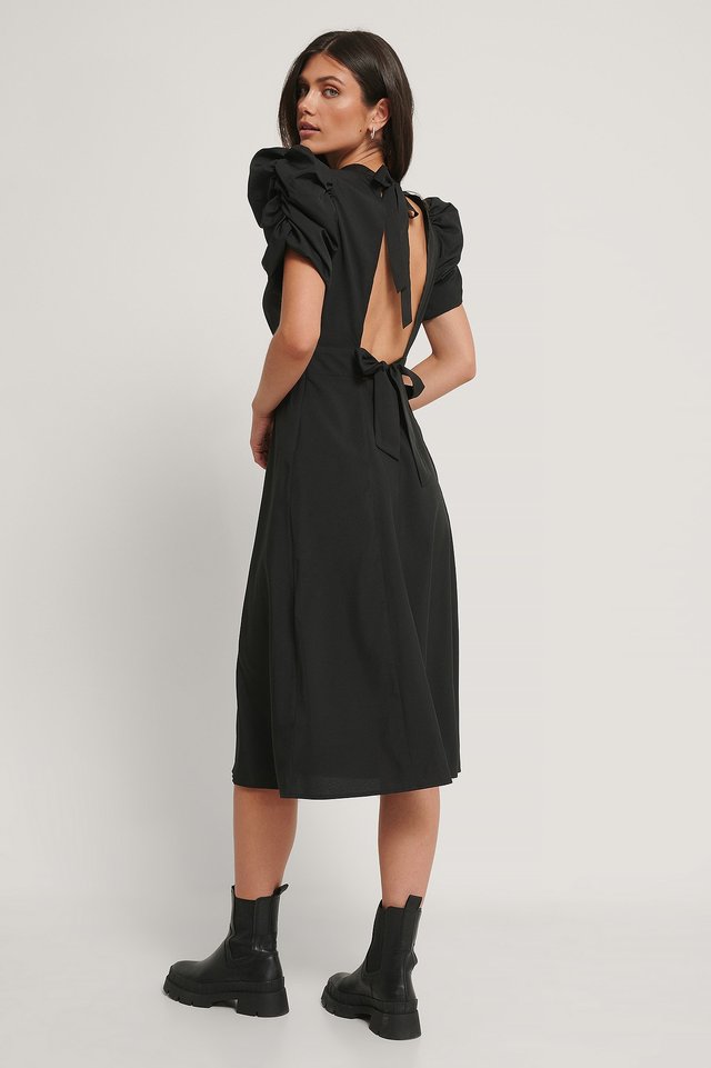 Open Back Tied Midi Dress Outfit.