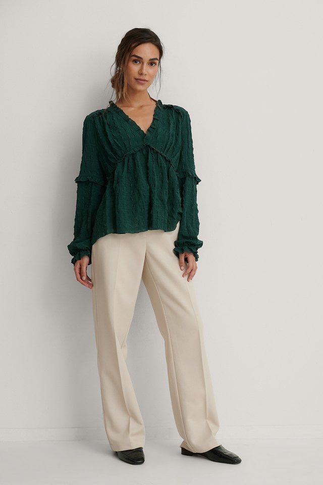 Structured Frill Blouse Outfit.