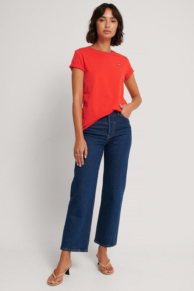 The Perfect Tee Poppy Red Outfit.