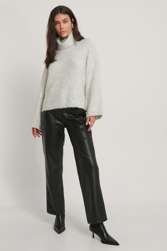 Melange Polo Knit Sweater Outfit.