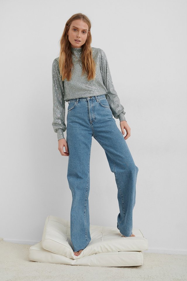 High Neck Sequin Top Silver | na-kd.com