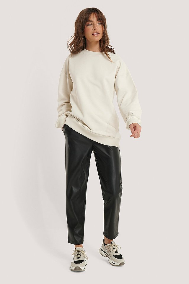 Oversized Crewneck Sweatshirt Beige 