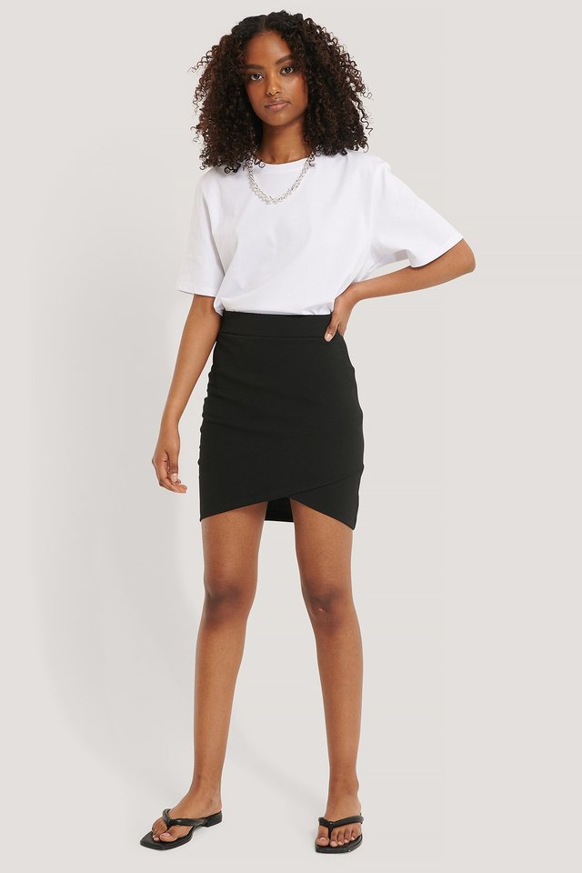Overlap Mini Skirt Outfit.