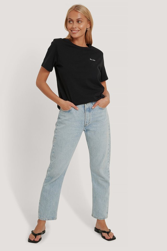 T-Shirt Met Logo Zwart | na-kd.com