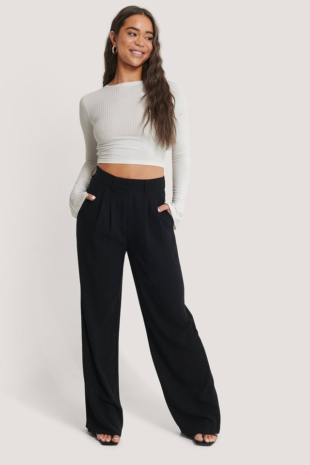 Rib Open Back Top White