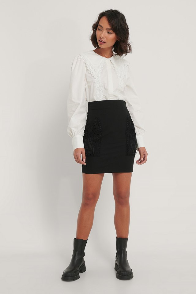 Pocket Detail Skirt Black