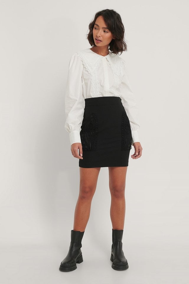 Black Pocket Detail Skirt