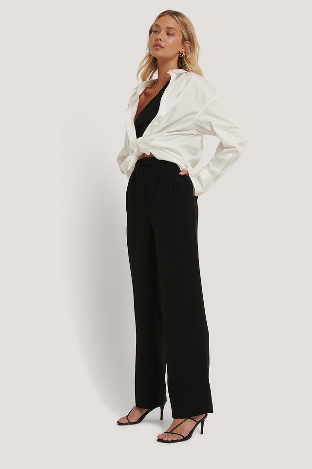 black wide leg trousers
