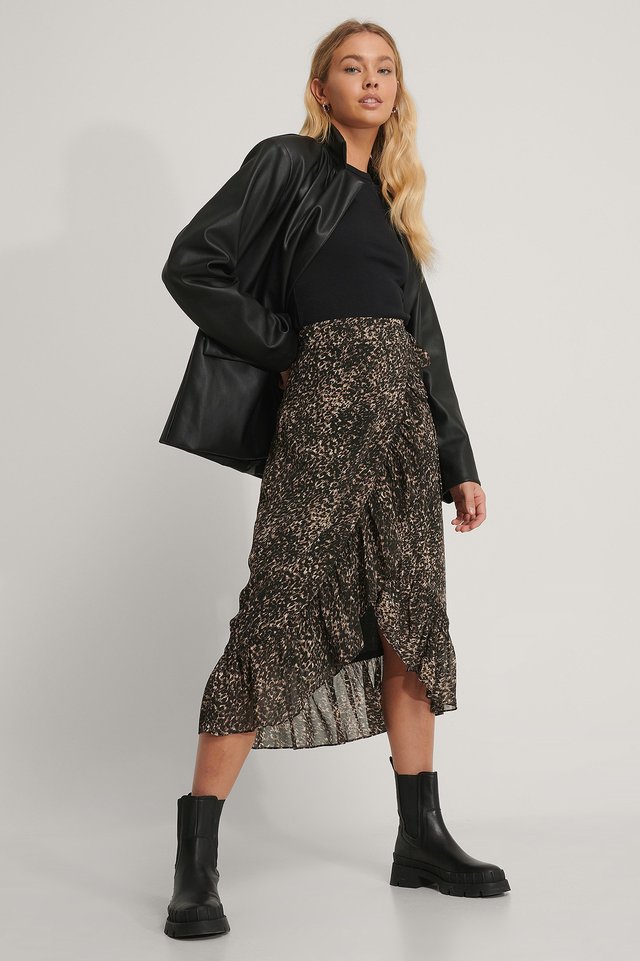 Wrap Sheer Midi Skirt Outfit.