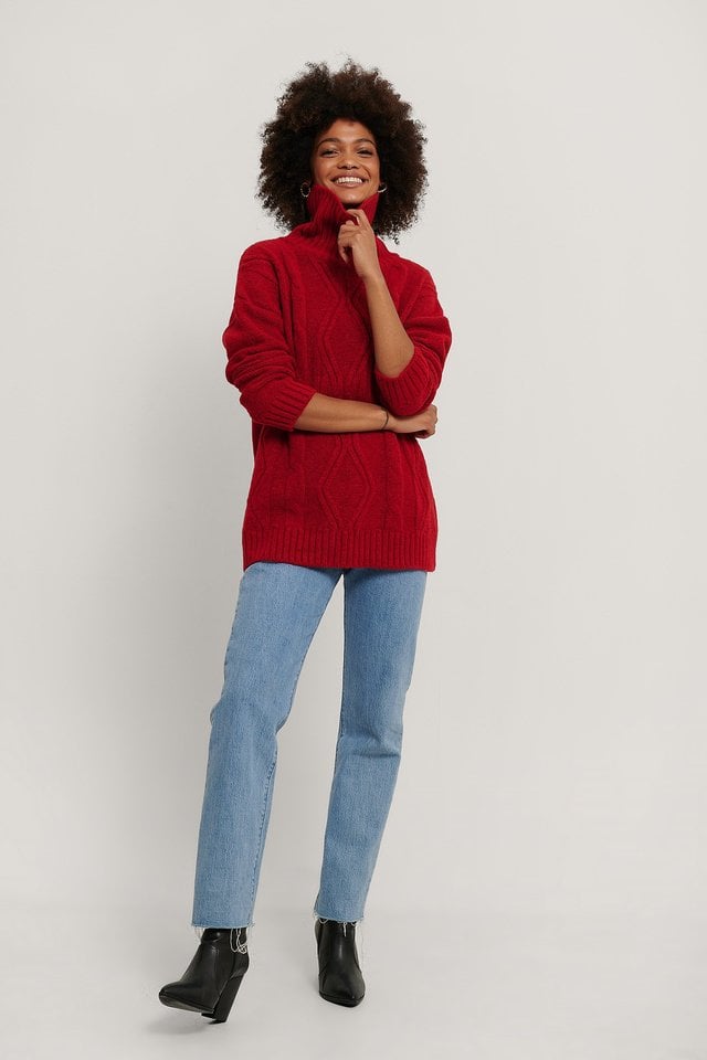 Cable Knit Polo Sweater Outfit.