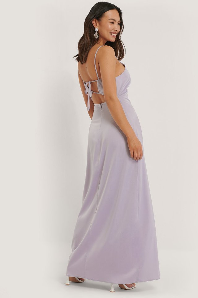Cross Back Satin Dress Outfit.