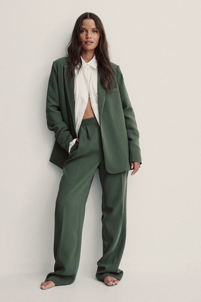Tailored Wide Leg Trousers Green | na 