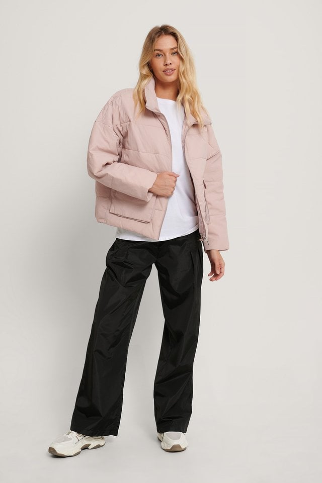 Big Pocket Padded Short Jacket Pink.