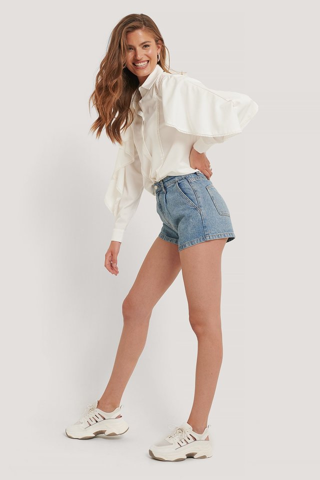 Organic Cotton Pleat Detail Shorts Outfit.