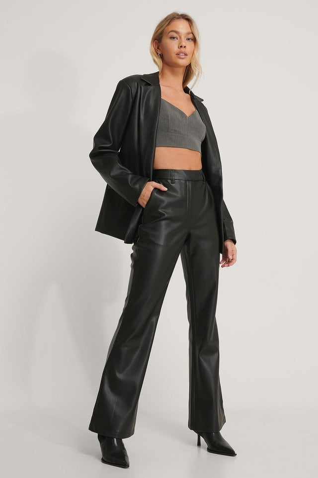Tailored V-shape Cropped Top Outfit.