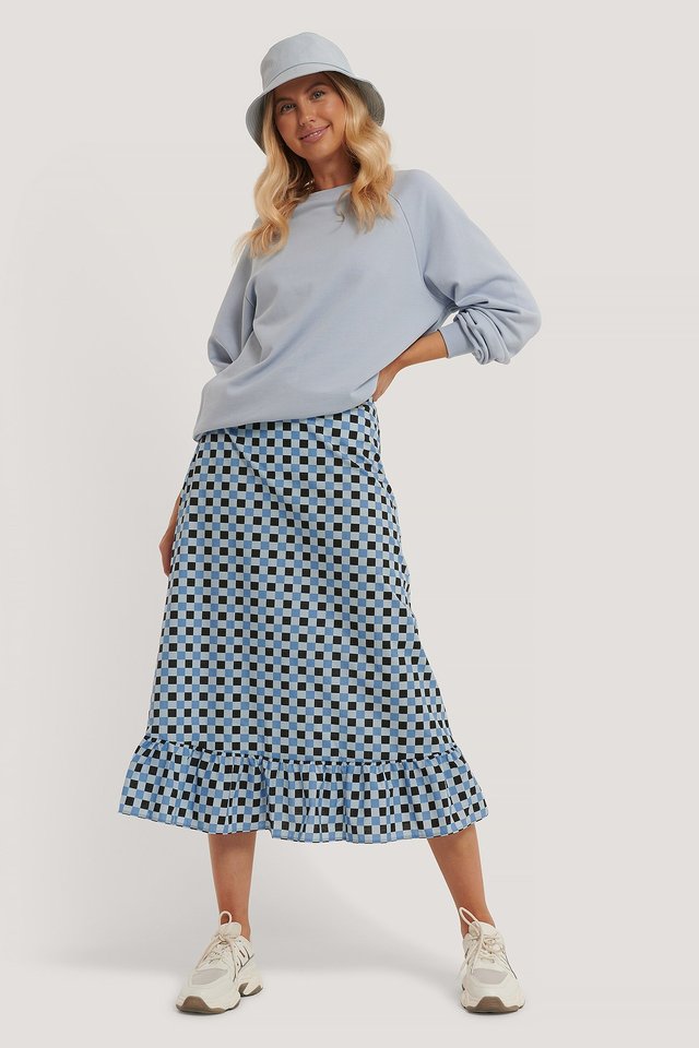 Checked Midi Skirt Outfit.