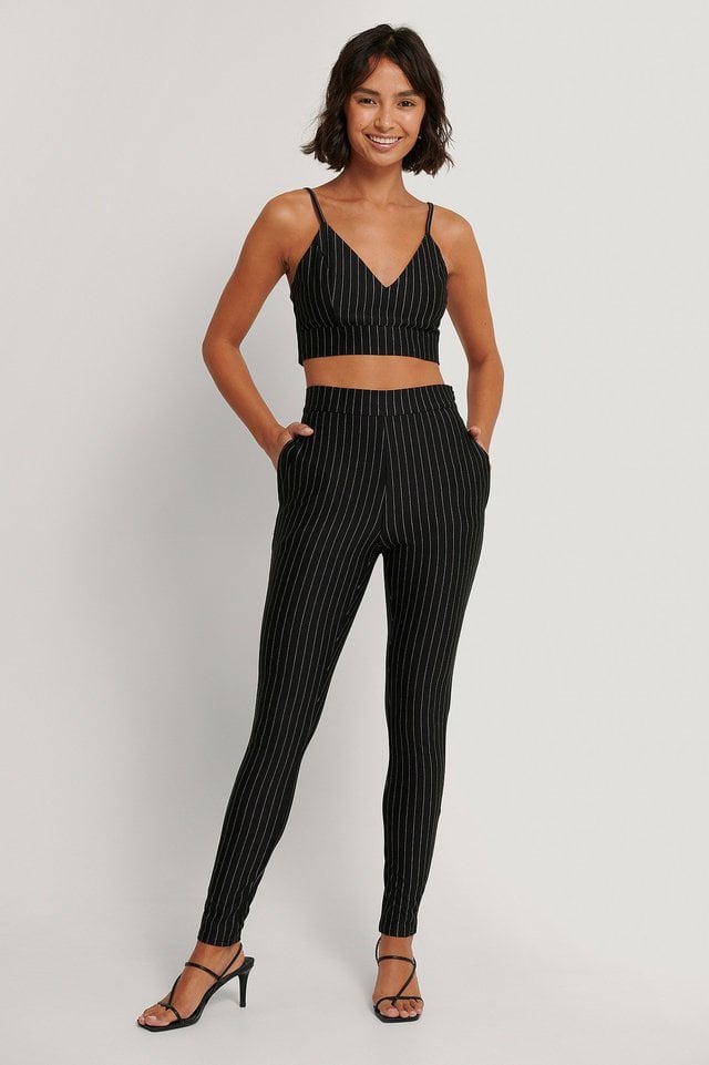 Pinstripe Crop Top Outfit.