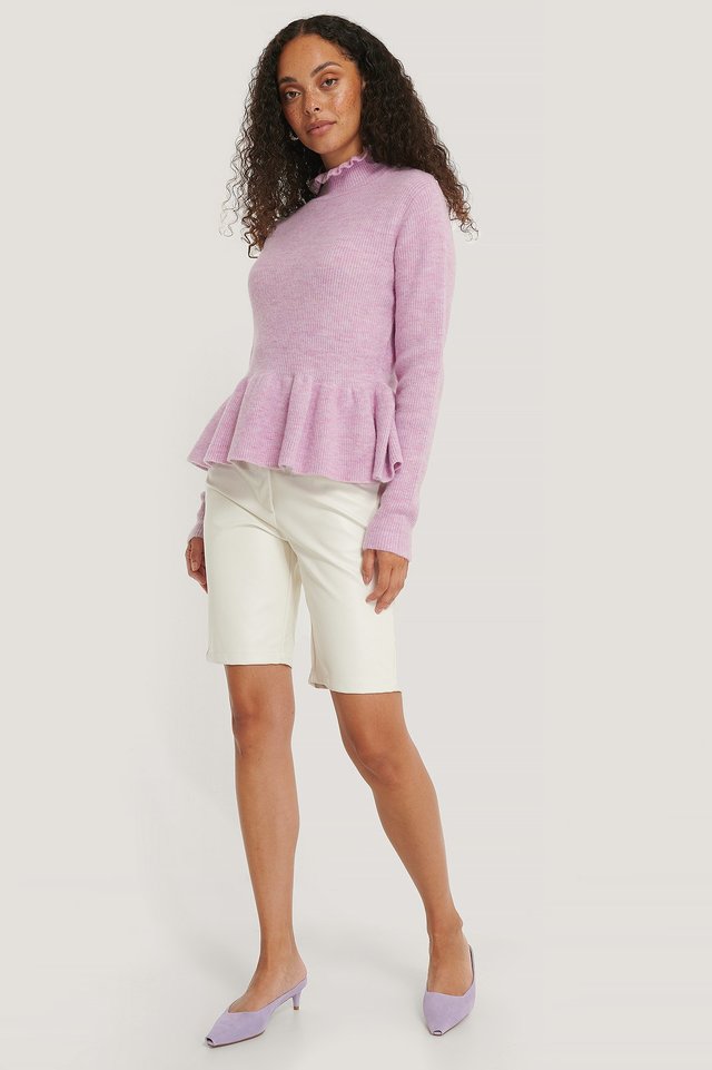 Frill Detailed Knitted Sweater Outfit.